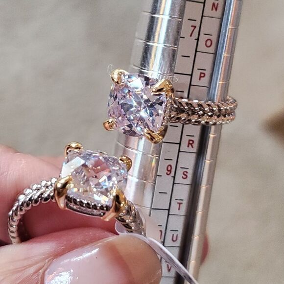 Juvell 18 Kt Two-Tone Plated White Topaz Twisted cab - Picture 7 of 7